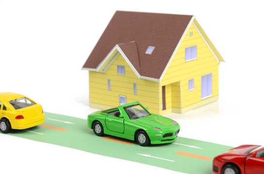Toy car and model house