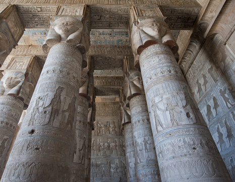Columns in an ancient egyptian temple