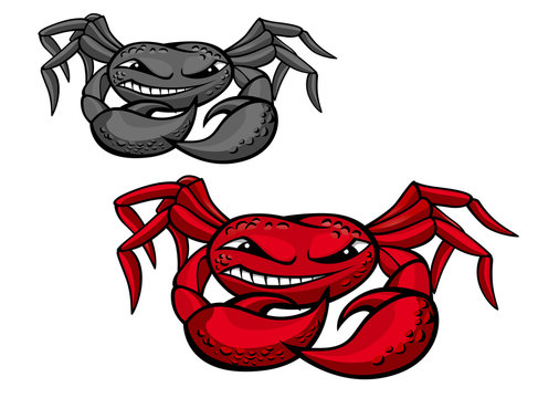 Red angry crab with claws