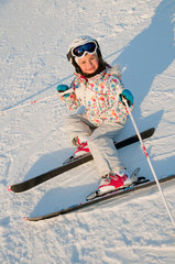 Skiing - portrait of little skier