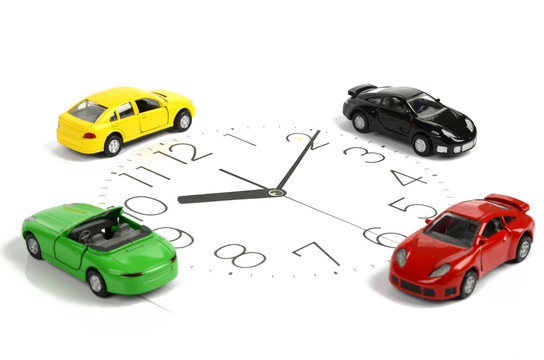 Toy car and clock face
