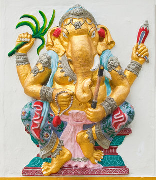 Indian or Hindu ganesha God Named Yoga Ganapati at temple in tha