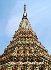 Angle of Pagoda at Wat Pho , Bangkok in Thailand