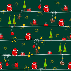 Seamless Pattern Christmas Ball & Symbols