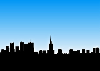 Fototapeta na wymiar Warschau Skyline am Tag bei blauem Himmel - Warschau Wahrzeichen