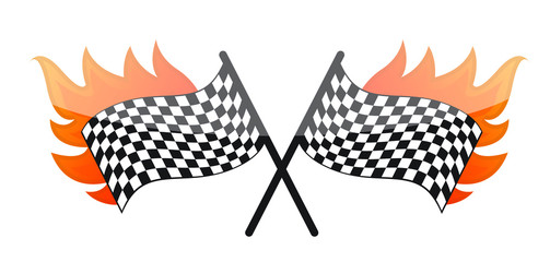 Illustration of the burning checkered racing flag