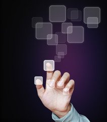 hand pushing on a touch screen interface