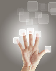 hand pushing on a touch screen interface