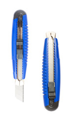 Opened and closed blue paper knifes