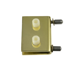 brass glass door hinge on a white background