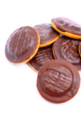Delicious jelly cookies with chocolate glaze