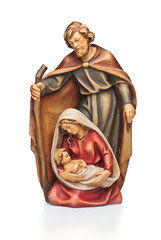 Weihnachtskrippe Holzfigur Josef und Maria mit Jesus im Arm