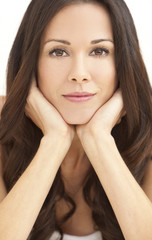 Fototapeta premium Happy Smiling Beautiful Woman Resting on Her Hands