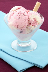 stawberry and vanilla ice cream