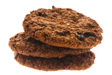 Chocolate homemade cookies isolated on white