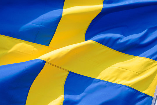 swedish flag in the wind