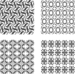 four vector seamless monochrome patterns background