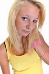 blond woman isolated on white background