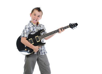 Little musician playing guitar
