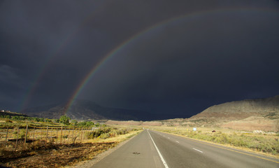 High way through a stormy weather in autumn