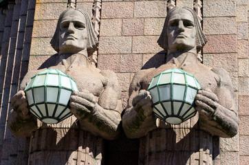 Statues at the Railway Station. Helsinki, Finland