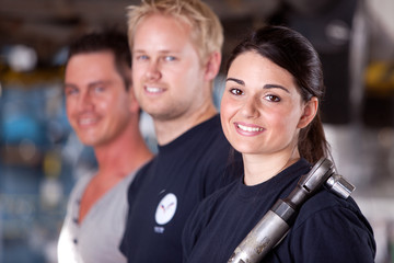 Mechanic Team with Woman