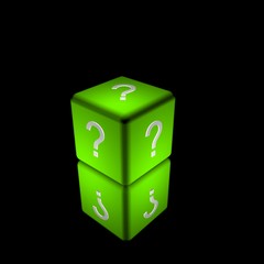 green dice question mark - obrazy, fototapety, plakaty