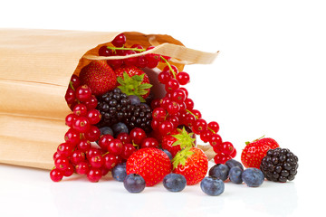 Bag with healthy fresh fruits