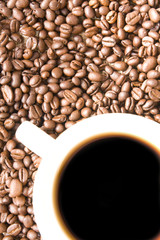 hot coffee and beans motive