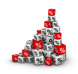 Stack of boxes with percent sign