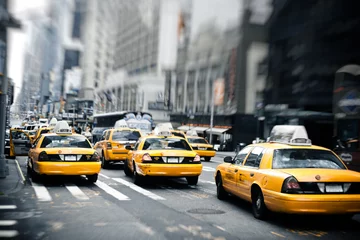 Crédence de cuisine en verre imprimé TAXI de new york les taxis new-yorkais