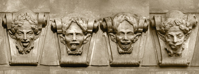 Old bas-relief mans head