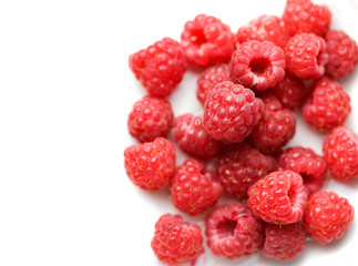 Raspberries on white