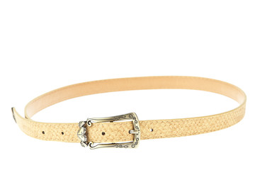 colorful yellow cream belt on white background