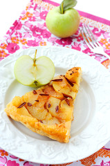 Apple pie with caramel and cinnamon.