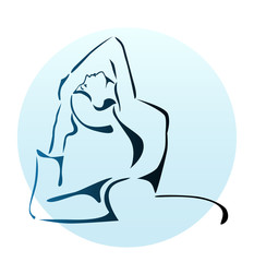 outline illustration of girl doing yoga exercise - 35300351