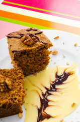 Sweet cake dessert in the plate