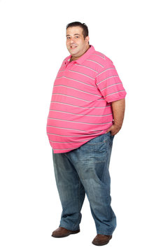 Fat man with pink shirt
