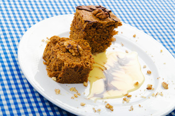 Sweet cake dessert in the plate