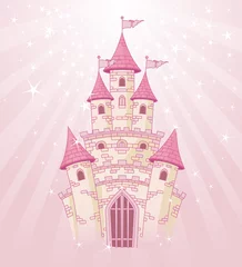 Poster Chateau Château de ciel rose