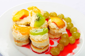 Sweet cake dessert in the plate