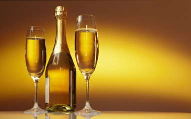 Champagne glasses ready to bring in the New Year