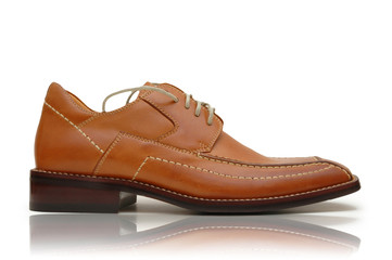 Fashion concept with male shoes on white