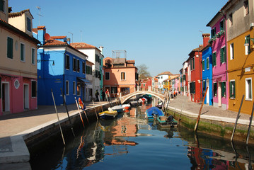 Fototapeta na wymiar case colorate sul fiume a burano