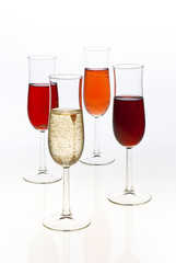 glass of champagnes on white
