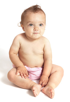 Naket Baby Girl isolated with white background