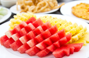 Watermelon and Pineapple ready to eat