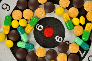 Dart board and medicine