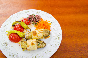 Grilled vegetables served in the plate