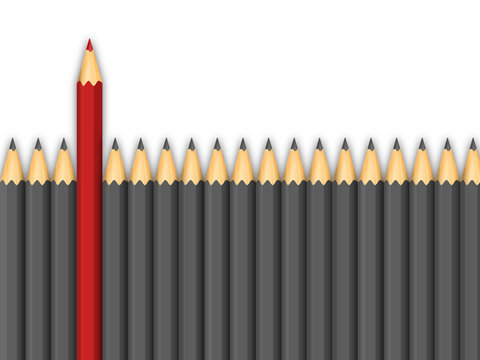 grey and red pencils row